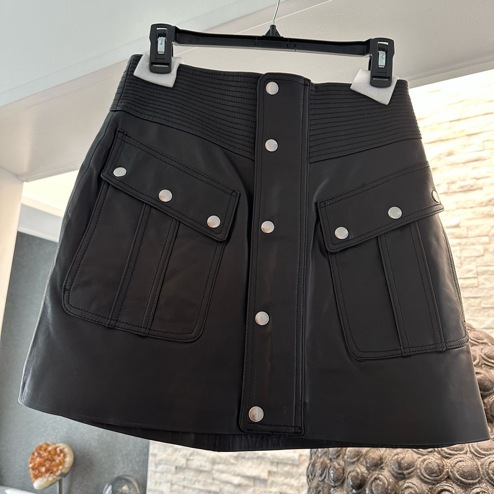 BRAND NEW The Kooples genuine leather button mini skirt size 2